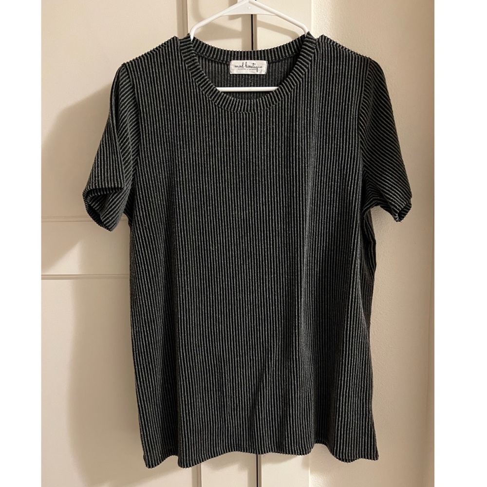 Charcoal Grey Ribbed Tee